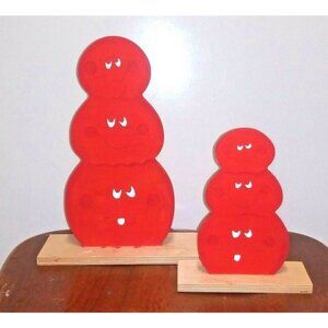 Halloween PUMPKIN TOPIARY wood-board Harvest fall 13", 9" carvings table decor